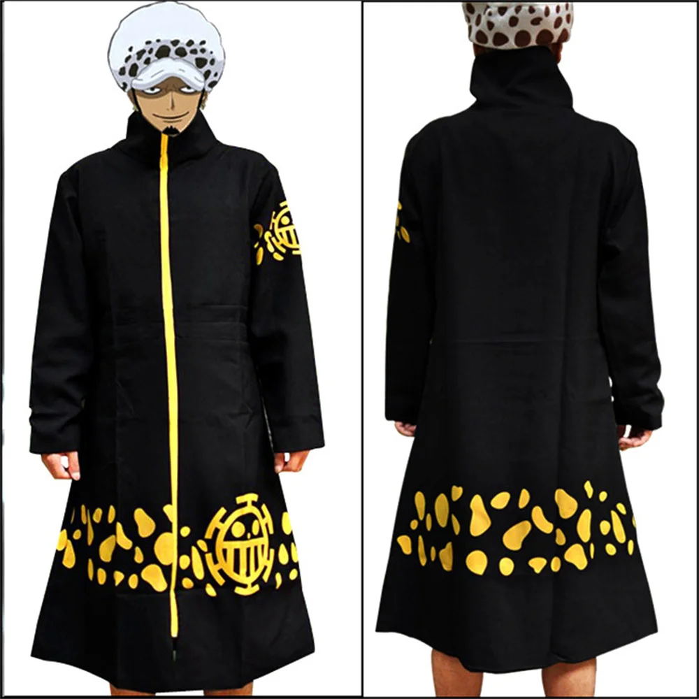 Disfraces de Cosplay de Anime de una pieza, Trafalgar D. Capa negra de la Ley del agua, sombrero, traje de fiesta de Halloween, abrigo fresco