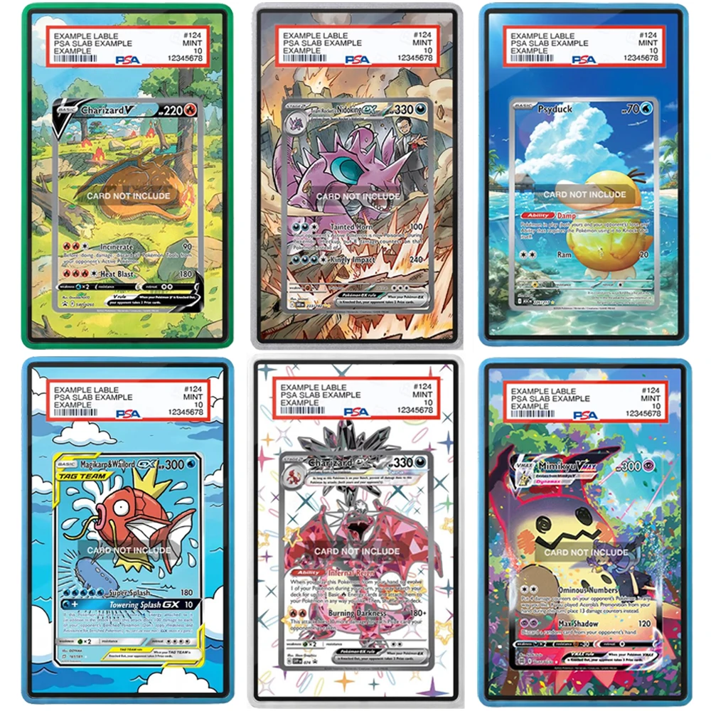 Anime Art Display for Magikarp Psyduck Charizard Dragonite Leafeon Nidoking Game Card Psa Storage Box Acrylic Protective Case