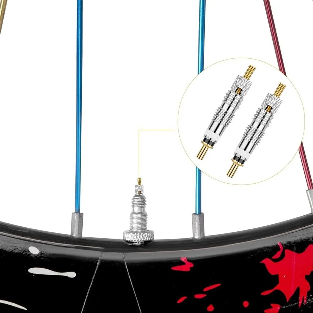 1set French Valve Core Bicycle Set, 21 Pieces, Includes Valve Core Removal Tool, French Valve Cores, and Valve Caps