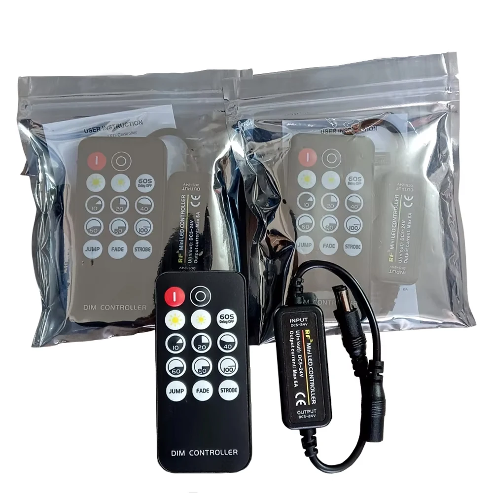 14Keys RF Mini Led DIM Controller Remote Control DC5V 12V 24V 6A For Single Color 2835 5050 5730 COB LED Light Strip