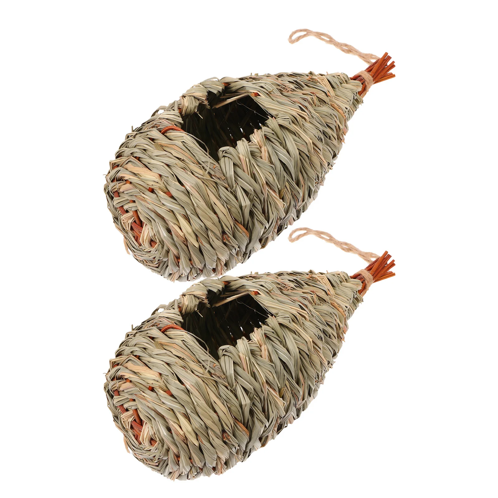 

2Pcs Straw Birdhouse Handwoven Durable Hanging Nest for Birds Breeding Resting Natural Materials Grass Handwoven Bird Nest
