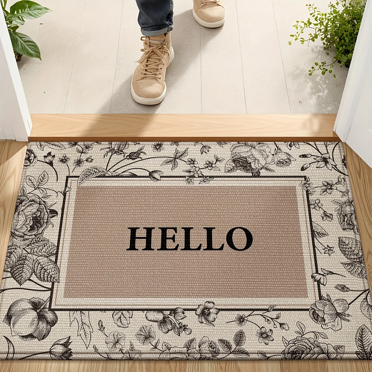 1pc Indoor Doormat Entryway Rug, Door Mats Indoor Front Door Rugs, Floral Non Slip Easy Low Profile Absorbent Washable Door Mat for Entry, Patio, Home Decor