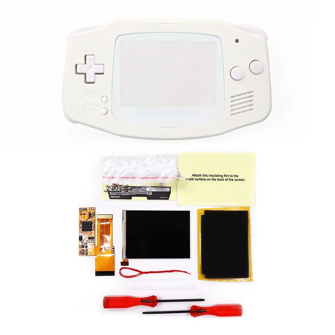 Kits de pantalla LCD GBA IPS V2 con retroiluminación de alto brillo de 10 niveles para consola Gameboy Advance, carcasa