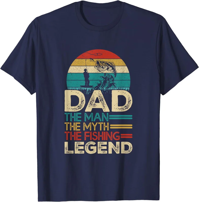 Vintage Dad The Man The Myth The Fishing Legend Gift Unisex T-Shirt S-5XL