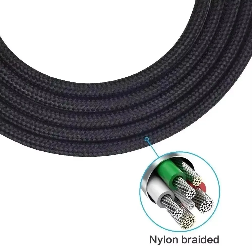 6.35mm OFC Replacement Nylon Braided Cable Extension Cord for KRK KNS 6400 6402 8400 8402 On-Ear Circumaural Headphones