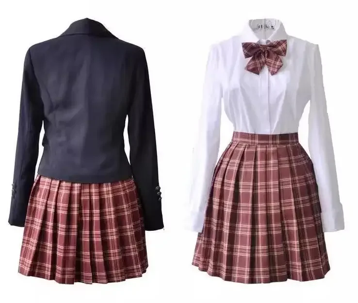 New Spring High School Uniform JK Girls Include Jacket Shirt Skirt Badge Tie