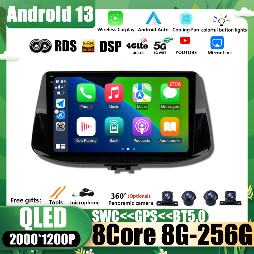 

9'' Android 13 Radio For Hyundai i30 2017 2018 Car GPS Multimedia Navigation Video Player RDS Carplay AUTO 2din No DVD DSP WIFI