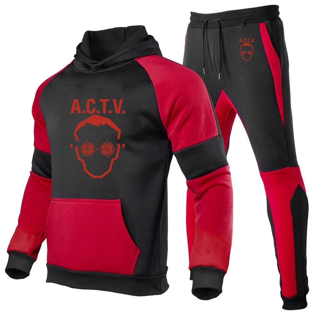 Conjunto Deportivo ACTV Valencia con Logotipo Estampado, Estilo 2026, Diseño de Parches, Sudadera con Capucha y Pantalones Largos para Hombre, Primavera y Otoño