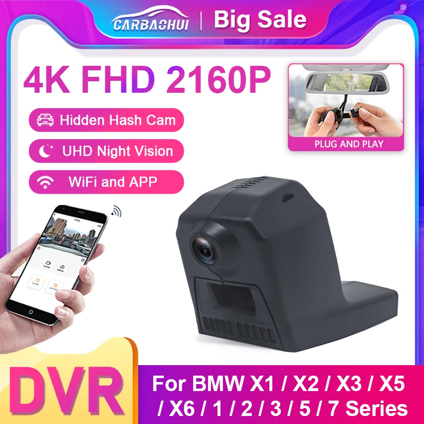 

4K 2160P Car DVR Wifi Easy Installation Dash Cam Camera For BMW 1 2 3 5 7 Series X1 X2 X3 X5 X6 BMW Mini 2012-2022 UHD DashCam