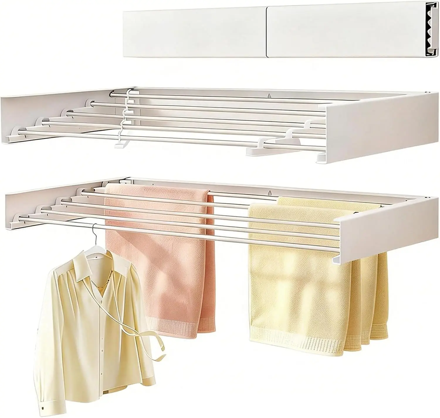 

Складная настенная сушилка для белья 32 дюйма, 50 фунтов, 5 перекладин, компактный органайзер для стирки