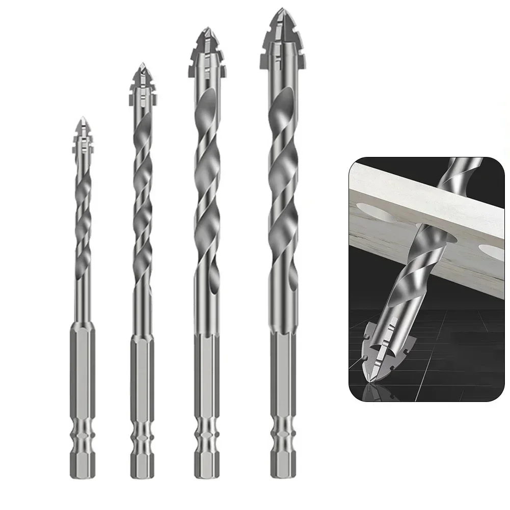 

4pcs Four-Flute Sawtooth Eccentric Drill Bit Four Edged Serrated Eccentric Drill Carbide Drilling For Glass Wood Metal Tiles