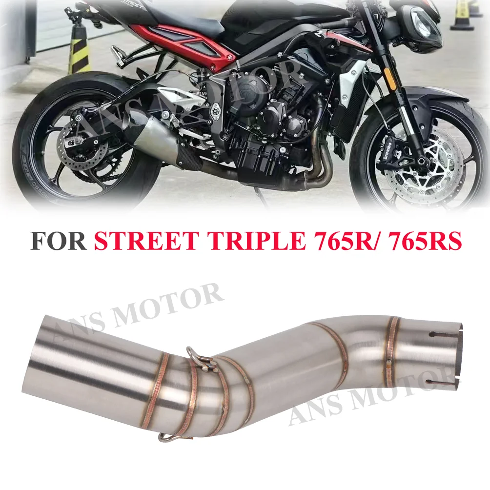 Slip On For Triumph Street Triple 765R 765RS 2017-2025 Stainless Modify Exhaust Link Pipe 51MM Low Mounting（For Short Tail Pipe）