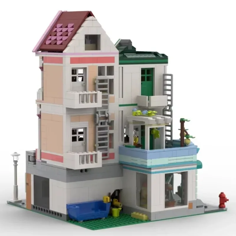 スプリングフィールド モデル Moc ビルディング ブリック コーナー アパートメント & ストア テクノロジー モジュラー ブロック ギフト クリスマス おもちゃ DIY 組み立てセット