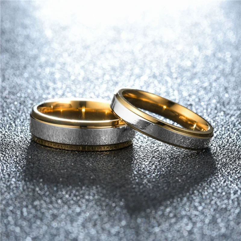 Simple 6mm/4mm Titanium Ring Women Men High Polished Wedding Rings Stainless Steel Couple Finger Jewelry Gifts Bague Homme