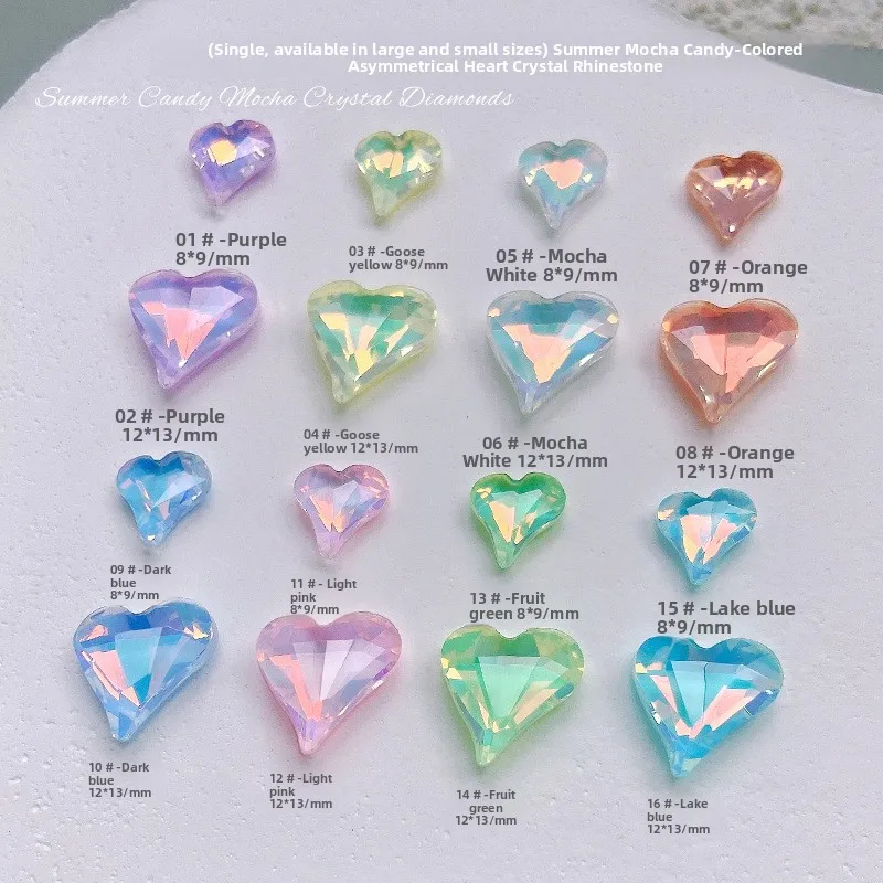 30pcsNew Arrival Mocha Protein Heart Shape Nail Art Rhinestones For Manicure DIY Nail Tips Accessories