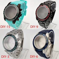 Watch case 39.3mm Stainless Steel Case Parts With Ceramic Black Bezel VK63 Quartz Movement Men's Watch Accessories