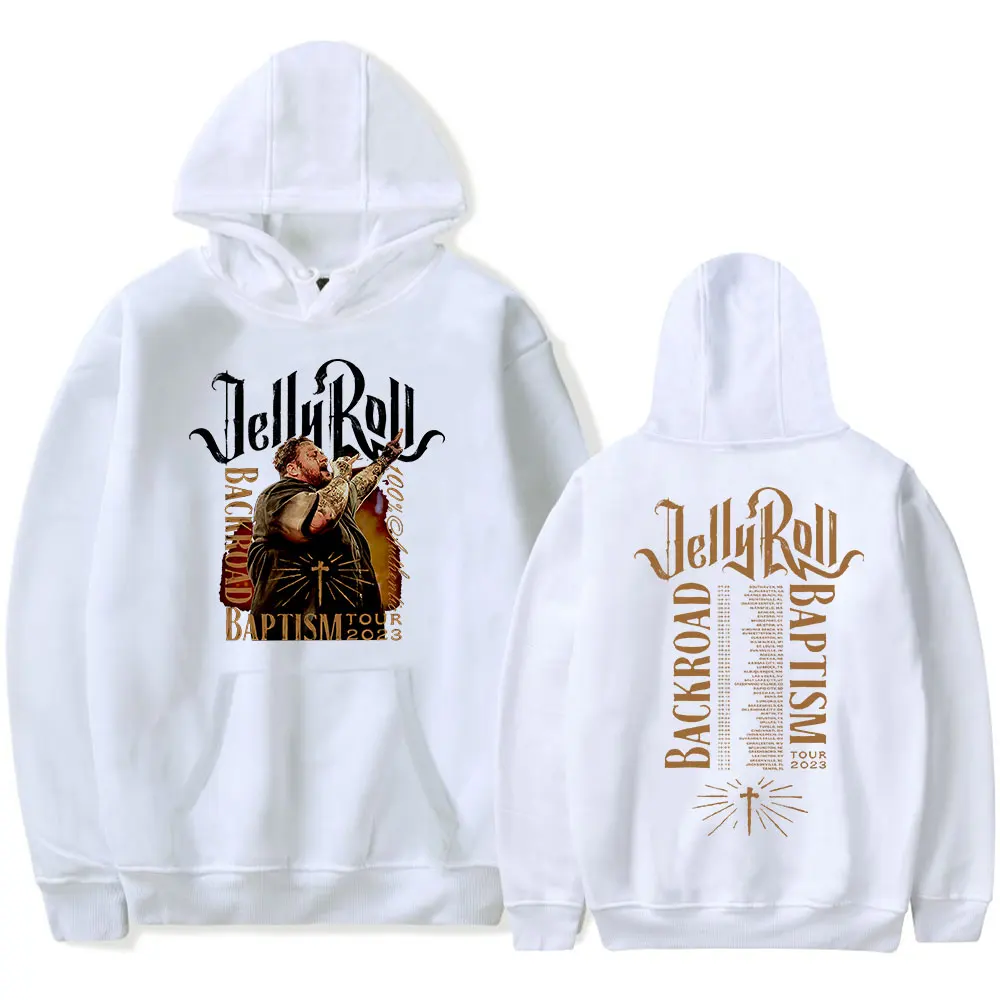 Jelly Roll Backroad Baptism Photo Hoodies Rapper Tour Merch Print Unisex Hooded Sweatshirt Fashion Funny Casual Pullover Hooded