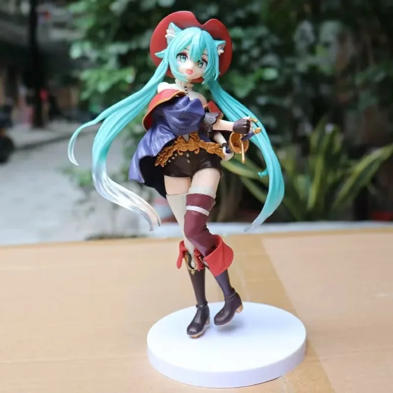 Anime Hatsune Miku Figure Fairy Tale Kawaii Puss In Boots Pvc Action Figurine Decoration Collection Model Statue Toys Kids Gifts