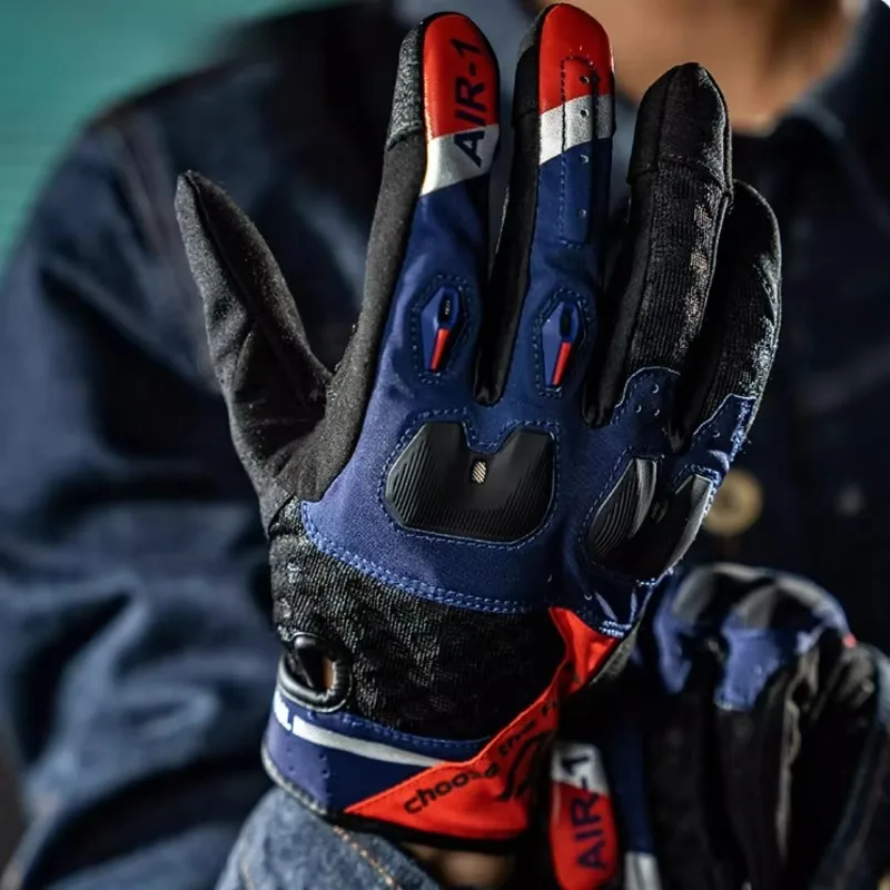 ALIEN SNAIL Motorcycle Glove Summer Breathable Bicycle Full Finger Gloves Retro Motorcycle Touch Screen Cycling Gloves 장갑