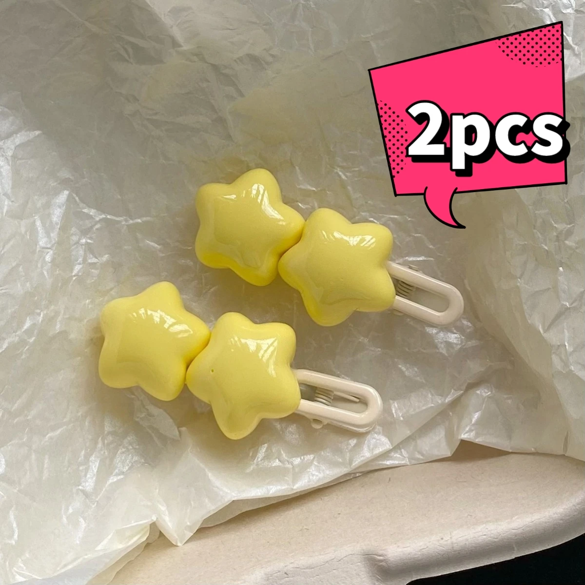 2Pcs Y2K Butter Color Star Hair Clips for Girls Yellow Stars Duckbill Clip Hairpins Barrettes Hair Jewelry Cute Things For Girls