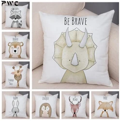 Nordic Be Brave Zebra ippopotamo giraffa federa Decor Cute Animal fodera per cuscino per divano Lion Fox morbida federa 45x45cm