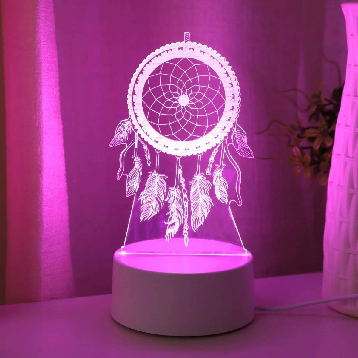 3D Dreamcatcher Creative Night Light, USB Home, Dining Table, Living Room Decoration, Birthday Gift, Holiday Gift Night Light