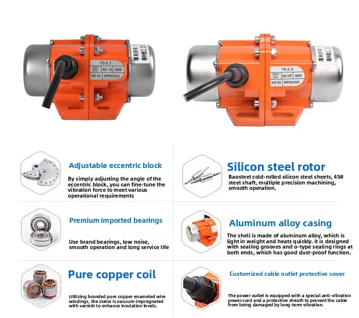 Industrial Vibration Asynchronous Motor, Single & Three Phase AC Vibrator Motor with Variable Frequency Option