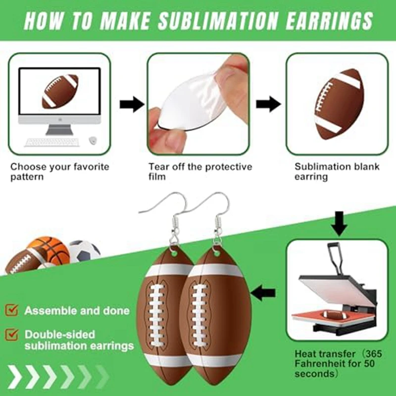 Sublimation Blank Football Helmet Shirt Earrings Bulk Heat Transfer Sublimation MDF Earrings With Earring Hooks