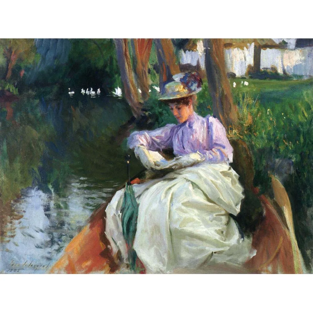 

By the River (Femme en Barque) by John Singer Sargent Hand made famous oil painting replica art paintings on canvas wall decor