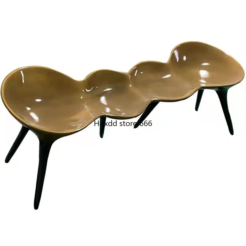 Bronze special-shaped bench fiberglass caterpillar multi-person leisure chair