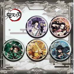 Demon Slayer Kimetsu No Yaiba Kamado Tanjirou Tokitou Muichirou Cosplay Costume Chibi Badge Pin SPTE Tinplate Brooch Accessories