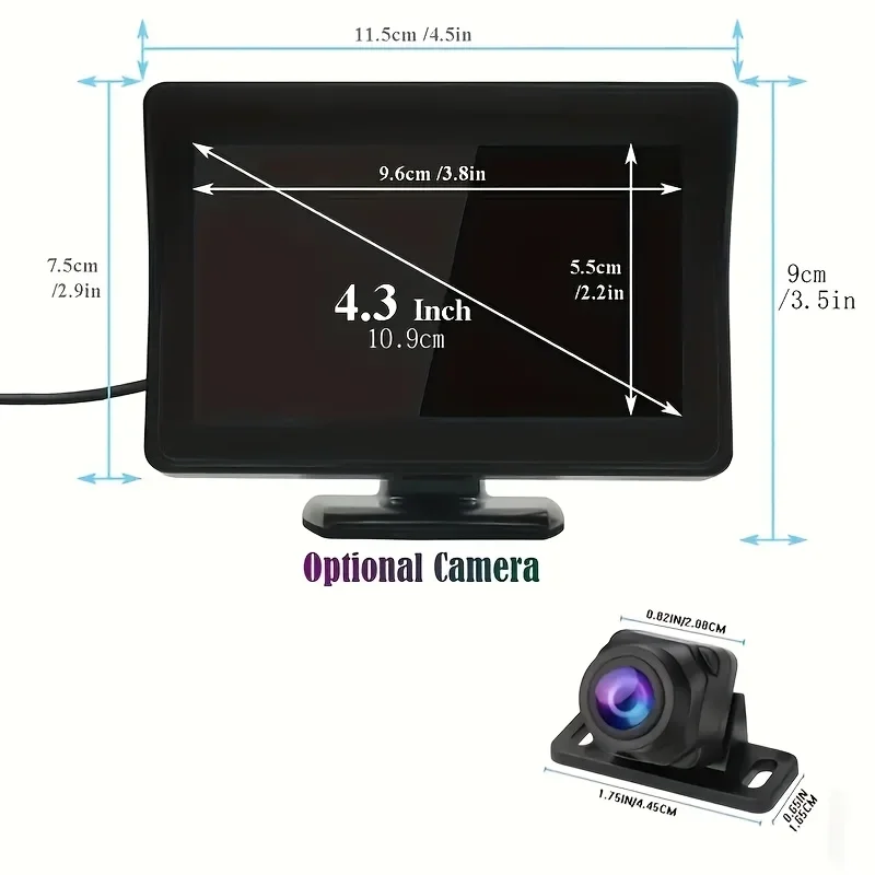 Car Backup Camera System with 10.92cm HD LCD Display Universal Fit for Pickup Trucks, Vans, RVs, and Campers -RV