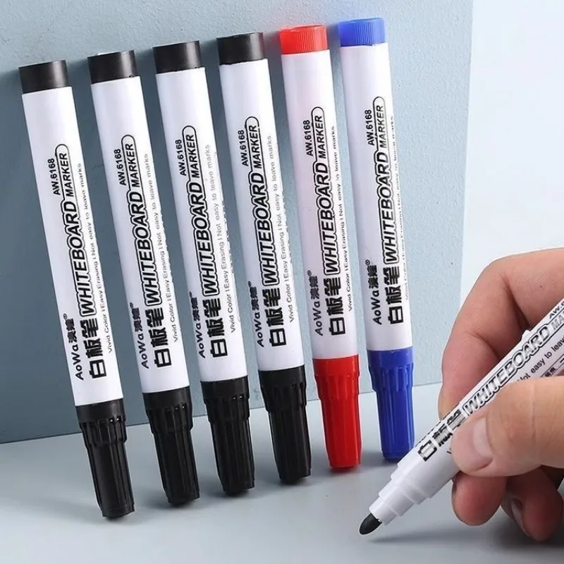 4/8Pcs Black Erasable Whiteboard Pen, Red Blue Easy to Wipe Large Head Pen, Large Capacity Glass Note Pen, Whiteboard Marker Pen