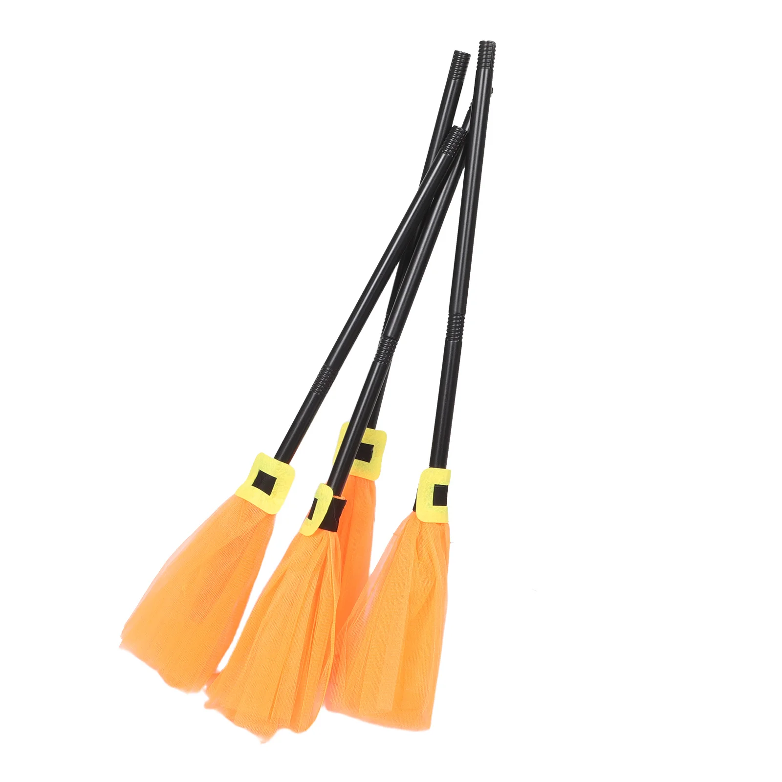 

4Pcs Halloween Witch Broomstick Orange Mesh Lightweight Wizard Broom Costume Prop Party Decoration Indoor Outdoor