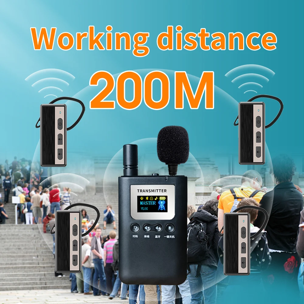 Dual-Simultaneous Explanation Wireless Tour Guide System, Thick Ear Hooks, 1-to-Many Team Tour Guide for Scenic Church Training