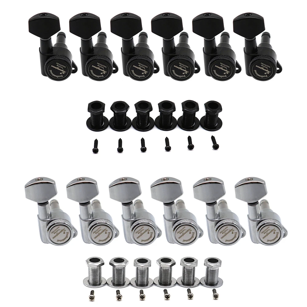 Guitar Locking Tuners 6R 1:18 Lock String Tuning Key Pegs Machine Head with Handle for ST TL SG LP Style Folk Acoustic Guitars