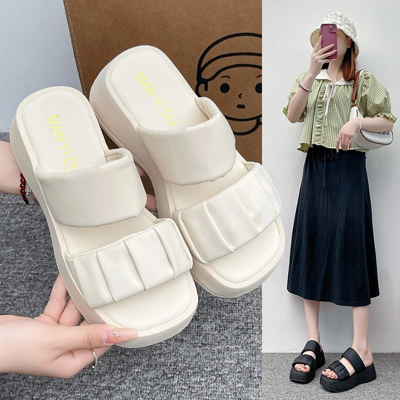 Summer and Autumn New Products Simple Fashionable Comfortable Women's Sandals and Slippers with Thick Soles and Elevated Height