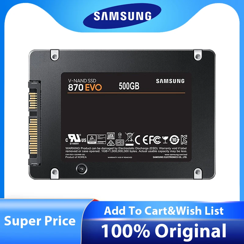 Оригинальный SAMSUNG 2,5 \'\'SATAIII SSD 870 Evo 1 ТБ 500 Гб 250 ГБ Внутренний твердотельный накопитель 2 ТБ 4 ТБ накопитель для ноутбука или