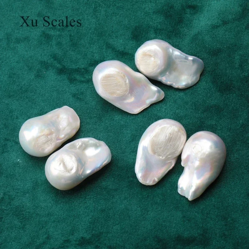 Natural Fresh Water 15-30mm Irregular Shaped Large Baroque Pearl Pairing Beads with Color Aurora White Can DIY Earrings Jewelry