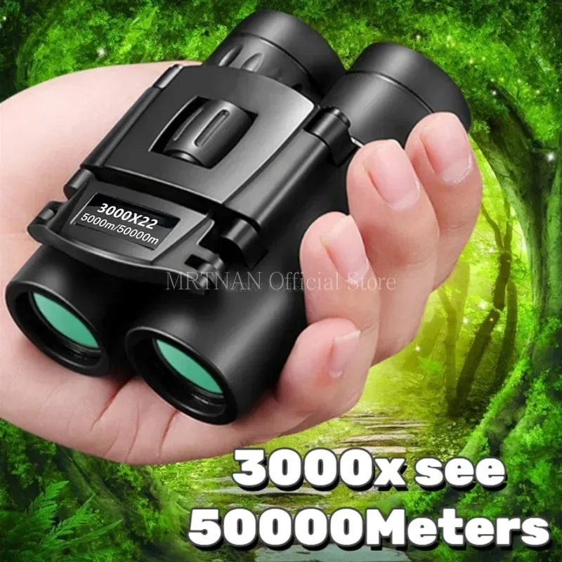 3000x22 Powerful Binoculars 50000M Long Range Folding Mini Telescope BAK4 FMC Optics For Hunting Sports Outdoor Camping Travel