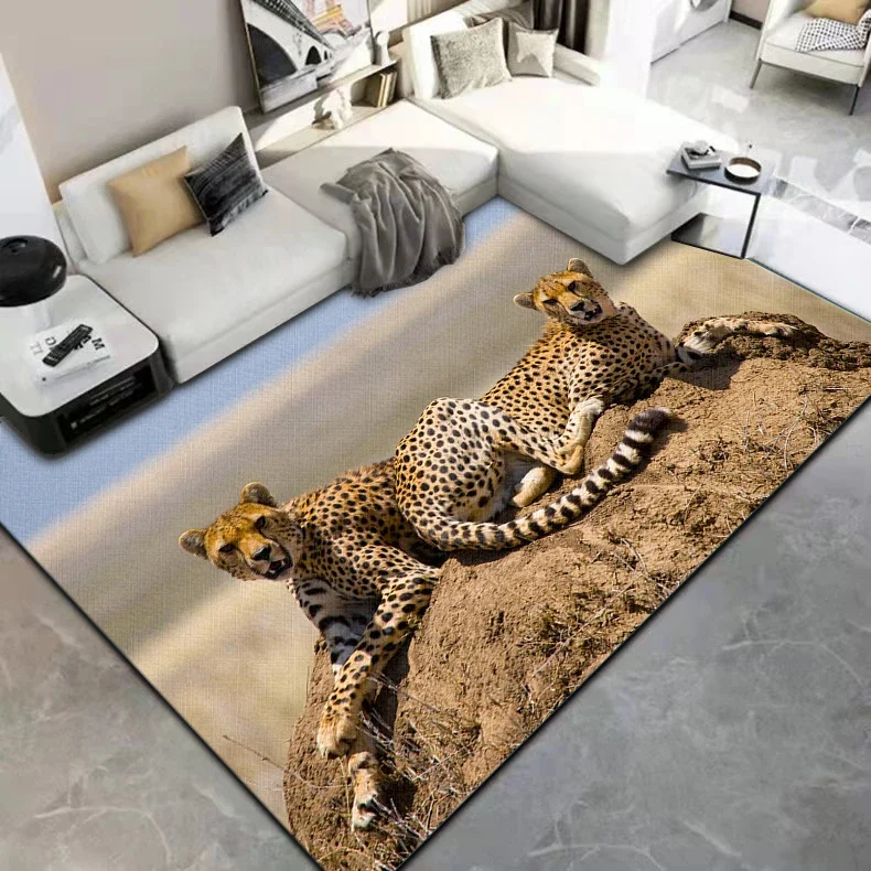 Animals Rectangle Carpet, Tiger, Leopard Printed Carpet, Bedroom, Cloakroom, Kid's Room, Floor Mats, Anti Slip, Comfortable Home