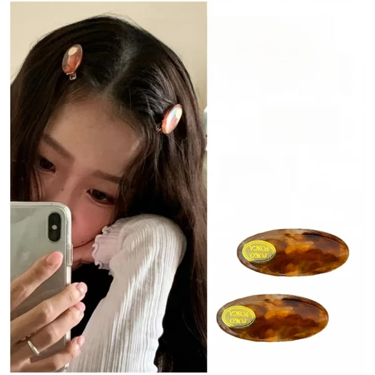 

MICOAT Korean Sle Retro Oval Bangs Hair Clips Faionable Hair Accories Side Clips for Women
