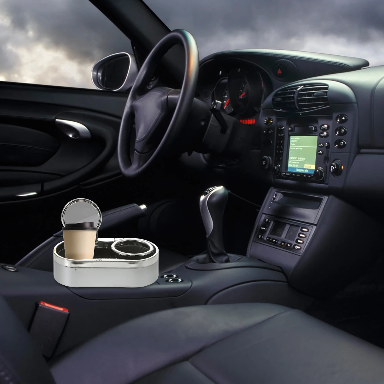 

1Pcs Car Double Cup Holder Multi-Function Durable Plastic Drink Rack for Vehicle Beverage Holder Portable Silver