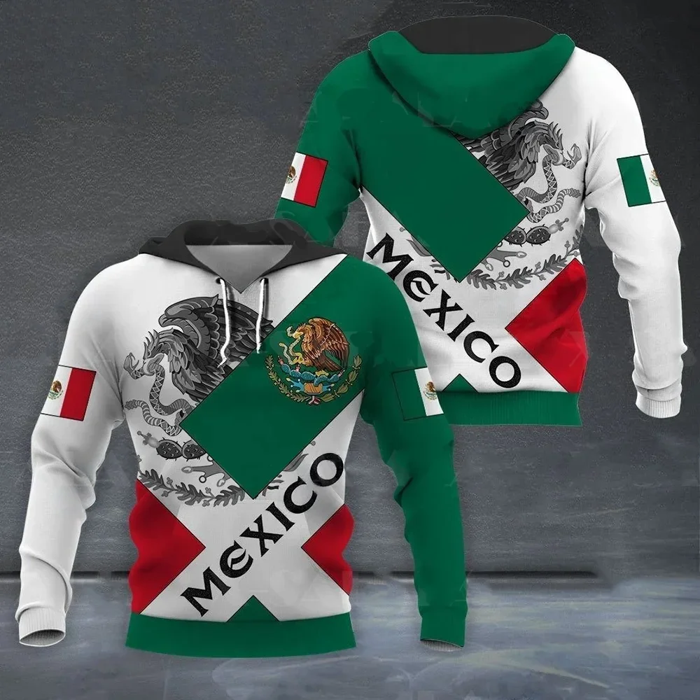 

Mexico Flag 3D Hoodie Unisex Loose Hoodie Men Autumn Long Sleeve Casual Mexico National emblem Sweatshirt Pullover