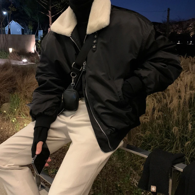 LUZHEN أنيقة الرجال الكورية شتاء دافئ صوف الضأن تصميم مبطن الستر تنوعا ملابس الشباب الذكور غير رسمية الشارع 2024 JY4702 #2