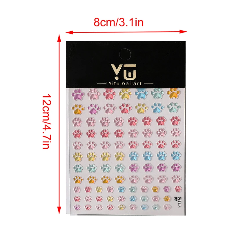 Jelly Style Love Nail Stickers Ice Transparent Colorful Super Cute Versatile Cat Paw Five Pointed Star Nail Back Taśma klejąca