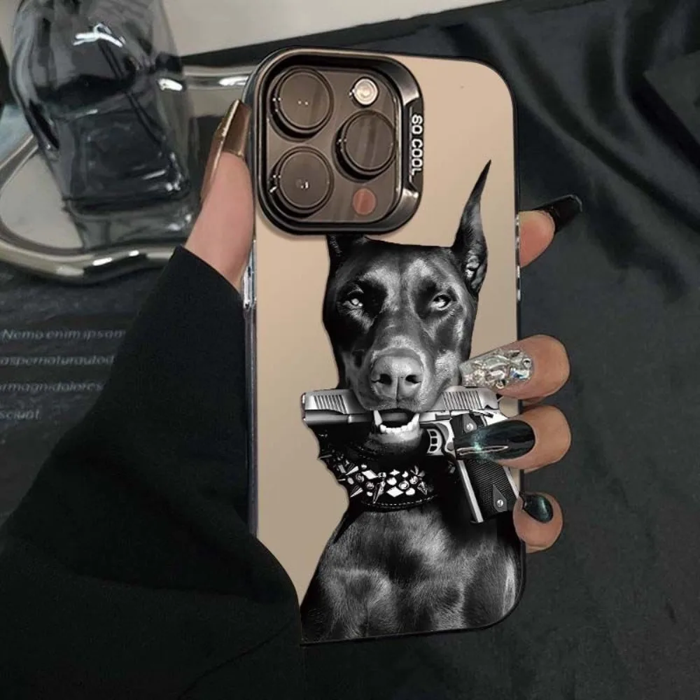 

Fashionable West Coast German dog-patterned phone case for iPhone 16 15 14 13 12 11 Pro/ Max/Plus shock-proof rear cover