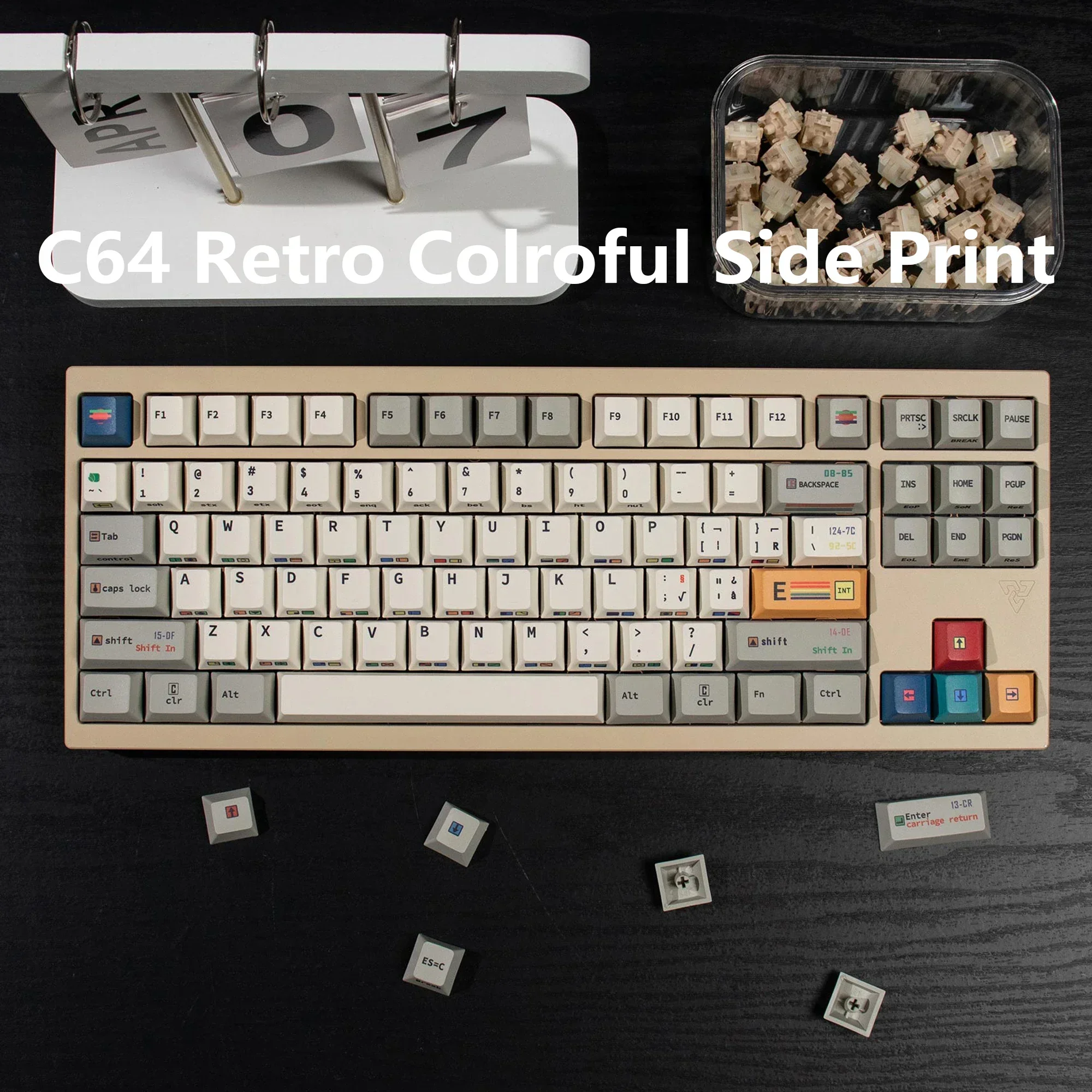 Imagem -02 - Teclas C64 Retro Keycaps Cereja Perfil Corante-sub Pbt Keycaps Colorido Impressão Lateral Keycaps para mx Switch Teclado Mecânico 147