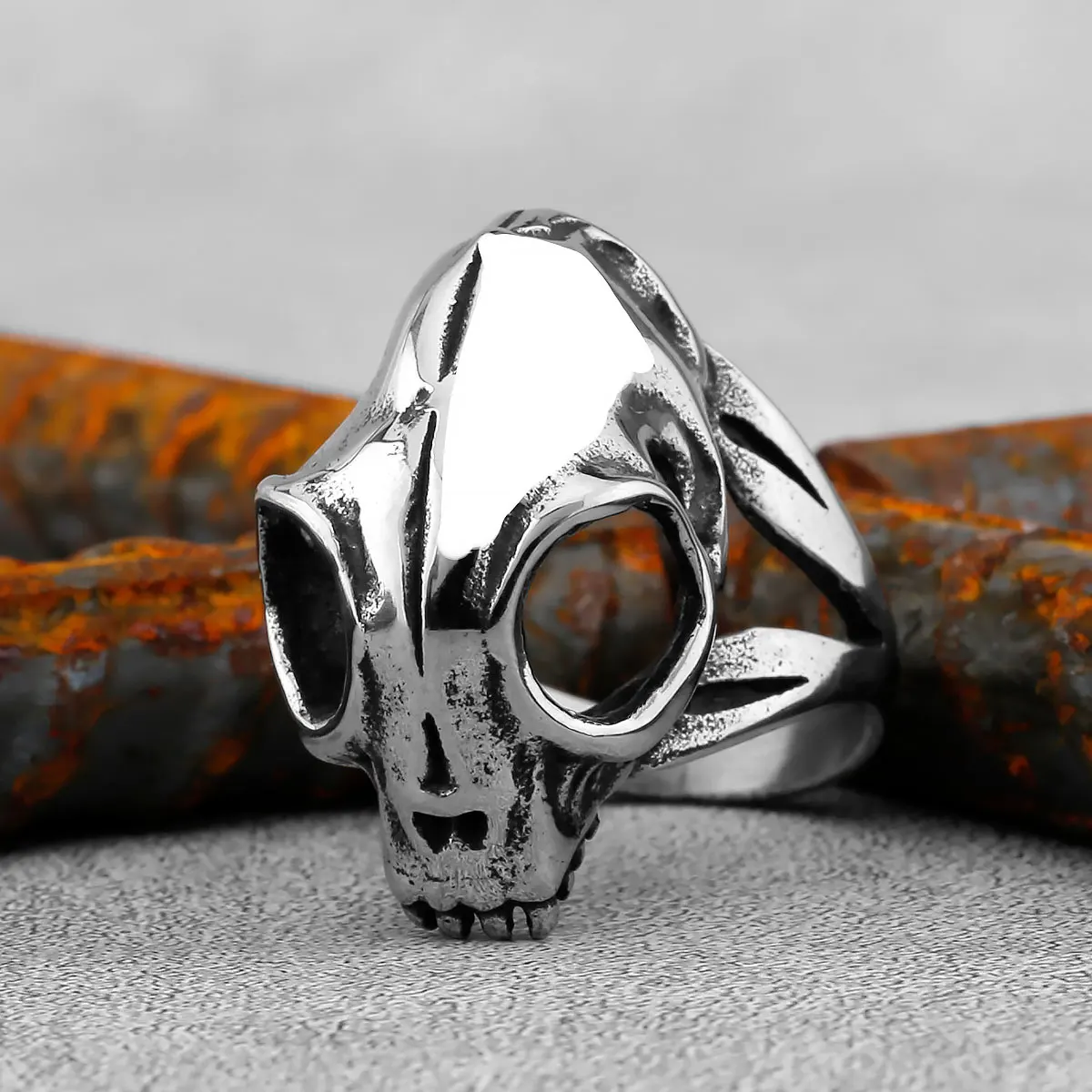 Vintage Domineering Skull Stainless Steel Mens Rings Punk Gothic Stylish for Boyfriend Biker Jewelry Creativity Gift Wholesale