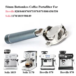 54mm Bottomless Coffee Portafilter For Breville 870/875/878/880 Naked Coffee Handle With Basket For Solis 1170/1019 Barista Tool